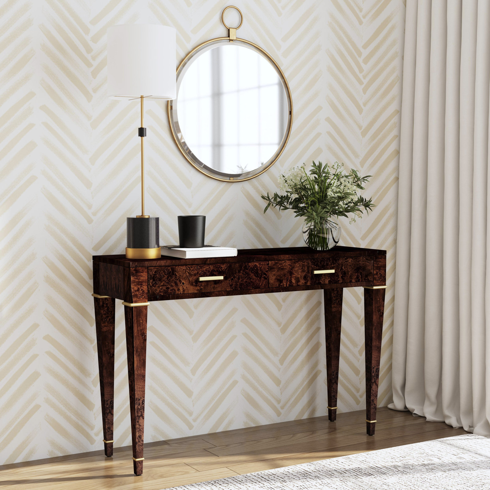 45" Console Table, Dark Brown
