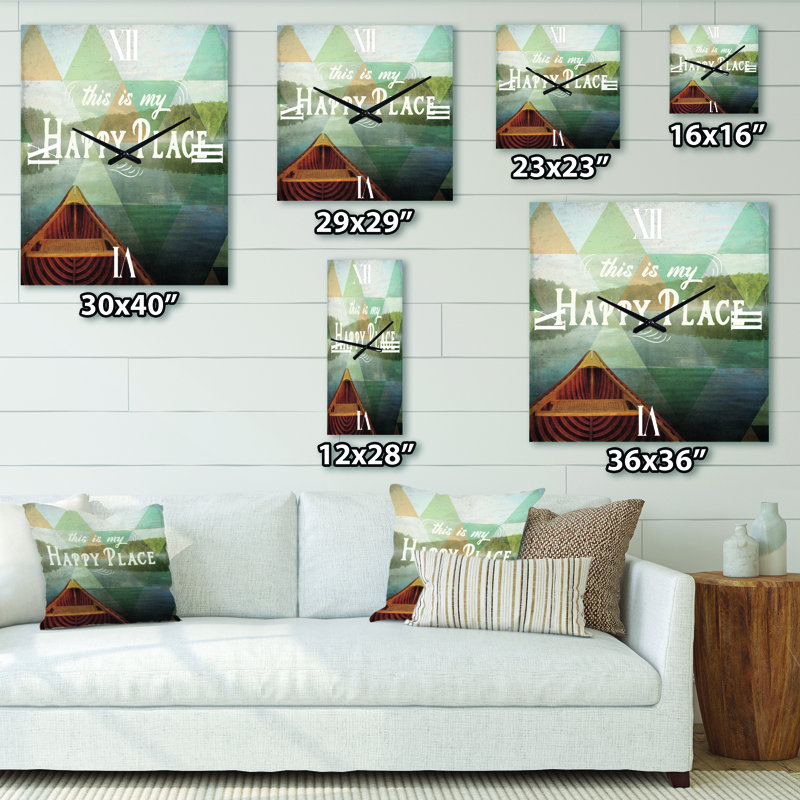 Lake House Happy Quote - Horloge murale traditionnelle, Grand