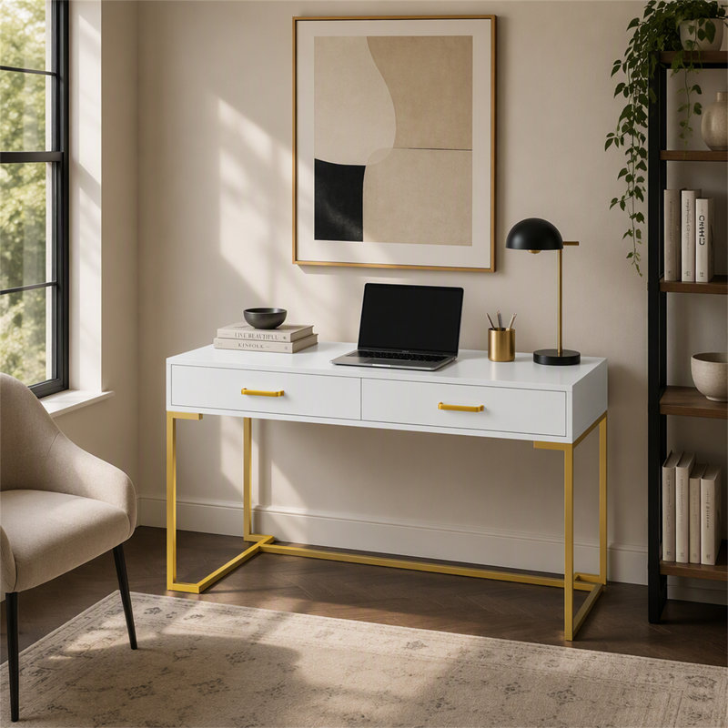 Bureau d'ordinateur de 99 cm avec tiroirs, bureau d'écriture moderne, bureau d'étude