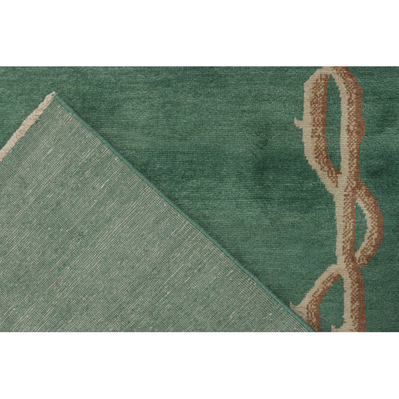 Hand Knotted Wool Floral Area Rug, Rectangle 9' x 12'