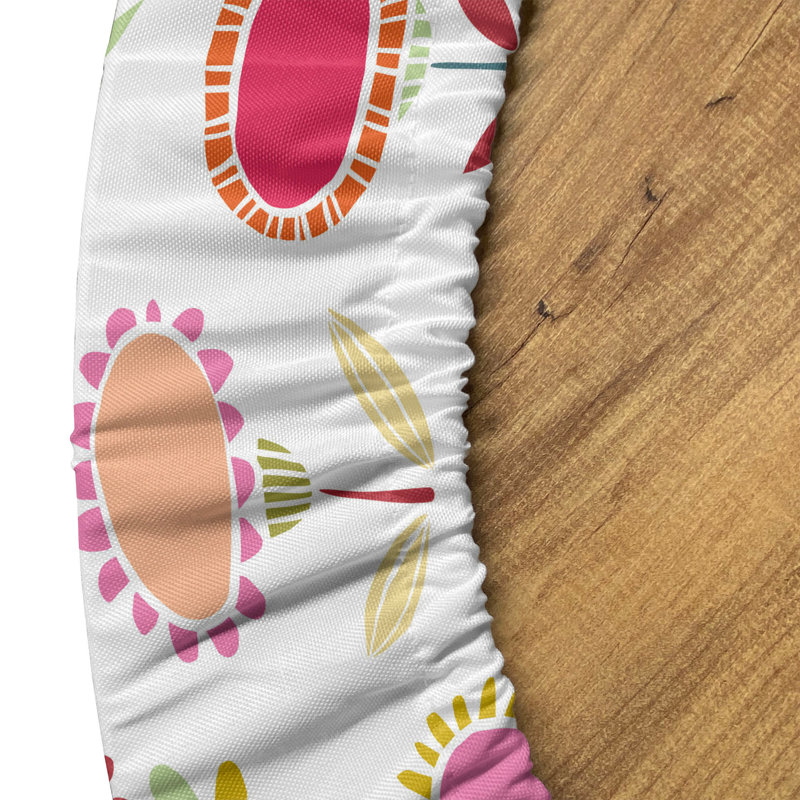 August Grove® Floral Fitted Round Tablecloth Diameter Multicolor, 51.97" Round