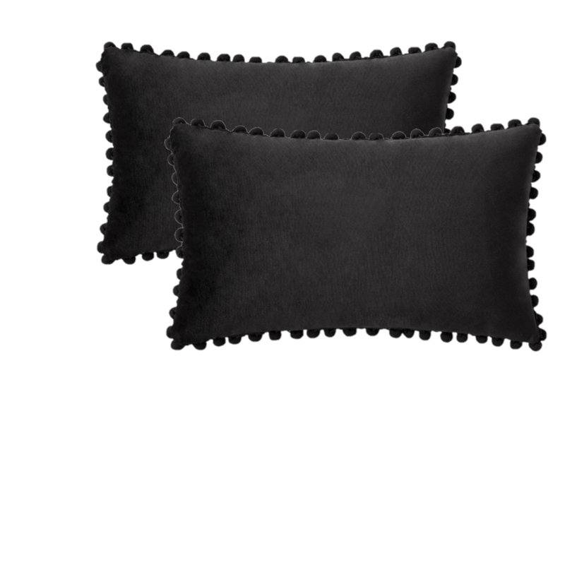 Housse de coussin en velours, Carré 20 po, Noir, Housse de coussin seulement - sans coussin