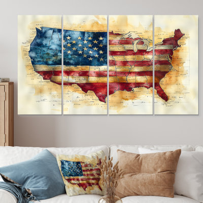 Kysa - USA Wall Wall Art - ensemble d'art mural moderne 4 pièces