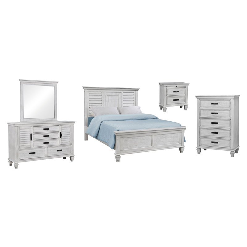 Ensemble de chambre à coucher 5 pièces Giglia, Très grand, Blanc antique