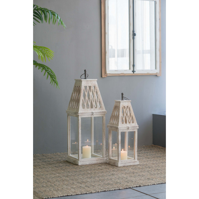 Ensemble de 2 lanternes de jardin Ramsey, L: 10,5 x 10,5 x 32 po: 8 x 8 x 25 po