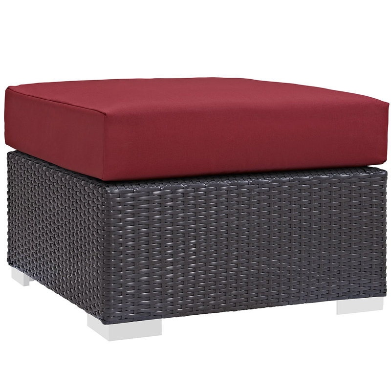 Repose-pieds d'extérieur avec coussin Convene, Rouge