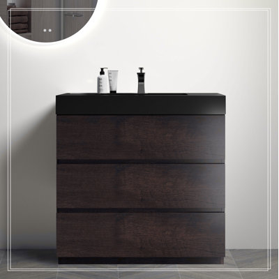 Meuble-lavabo autoportant avec grand lavabo et rangement