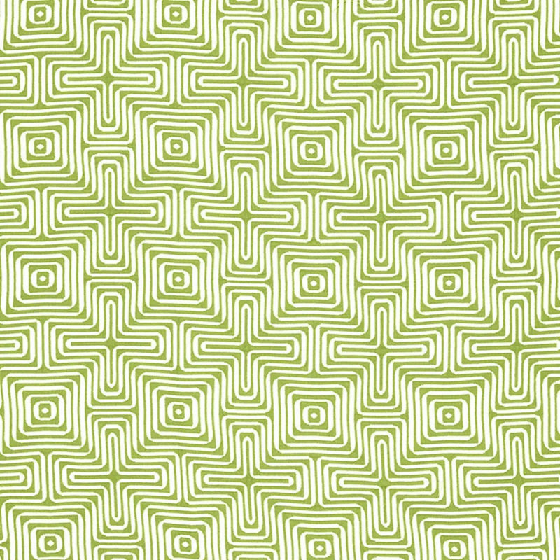 Schumacher x Trina Turk Amazing Maze Indoor/Outdoor Fabric, Palm