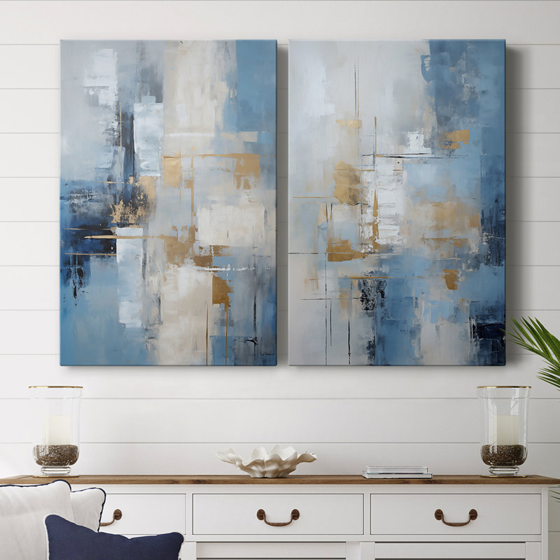 ABSTRACT Series Dxxxx - Toile tendue avec châssis de qualité supérieure - Prêt à être accroché, H 27 po x l 36 po