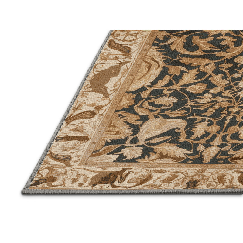 Tapis brun lavable à la machine, Rond 7 pi