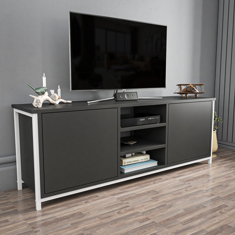 Meuble télé, Gris / Blanc