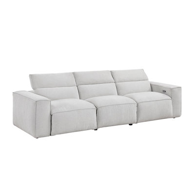 Phoebe Light Gray Power Double Reclining Sofa with Power Headrests
