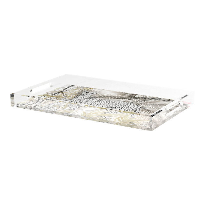 Arcadia Chettah Acrylic Rectangle Decorative Tray, 22.5"W x 14.5"D x 2"H