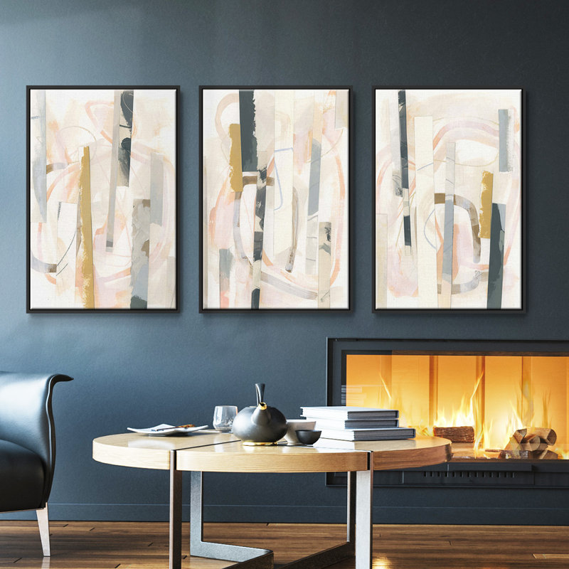 Melon Litmus IFramed Premium Gallery Wrapped Canvas Set of 3, Cadre noir, H 36 po x l 72 po x P 2 po