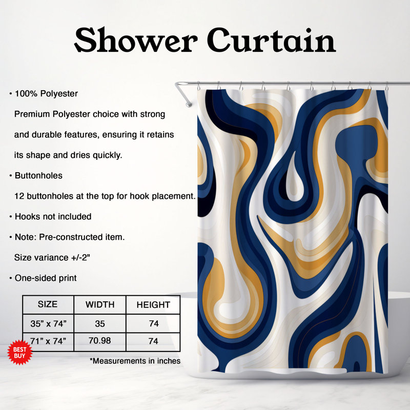 Artistic Blend - Rideau de douche Premium, H 74 po x l 71 po