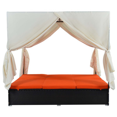 Busina 77.6" Wide Outdoor Wicker Patio Daybed with Cushions, Outdoor Furniture, Patio Sofa Set by Latitude Run