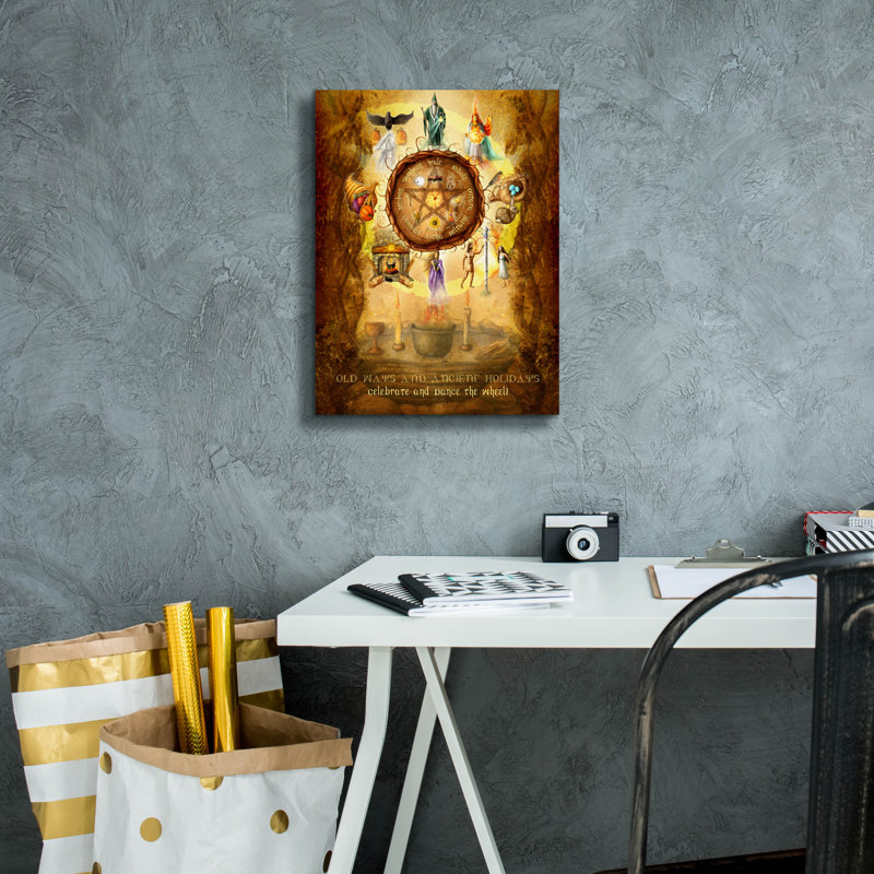 «Epic Graffiti 'Wheel of the Year» par Art and a Little Magic, art mural sur toile, H 16 po x l 12 po x P 0,75 po