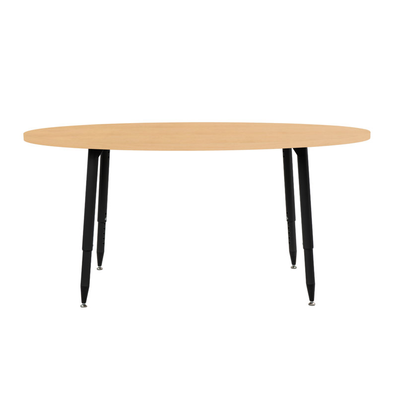 Table d'activité Adapte 30 x 60 ovale en grain de bois avec pieds ajustables, Grain d'érable, Noir