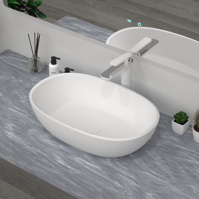 Matte White  Stone Vessel   Bathroom Sink -2230