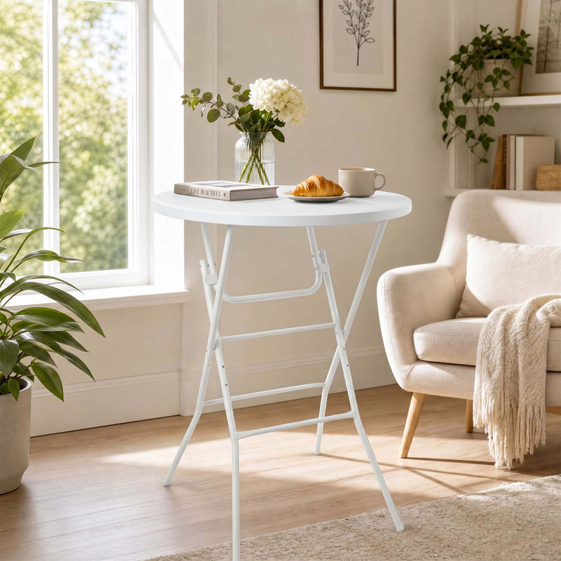 Table de cocktail pliante ronde de 31,5 pouces, table de pub portable à plateau haut | Table de bar pliable en PEHD avec pieds détachables pour une fête de mariage