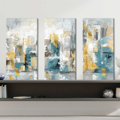 City Views I - Ensemble de 3 reproductions d'art sur toile tendue