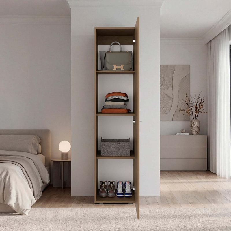 Armoire de rangement 4 tablettes en chêne naturel