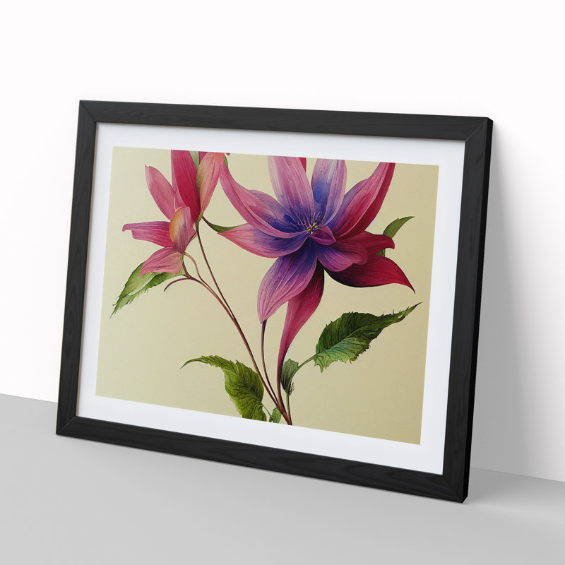 Imaginative Flowers - Single Picture Frame Painting, Black, 46cm H x 64cm W x 2cm D