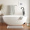 Robinet de baignoire autoportant monocommande à fixation au sol avec douche à main en noir