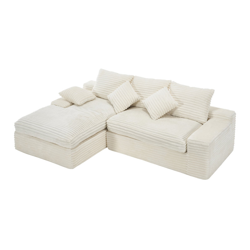 Canapé modulaire convertible convertible en tissu, crème