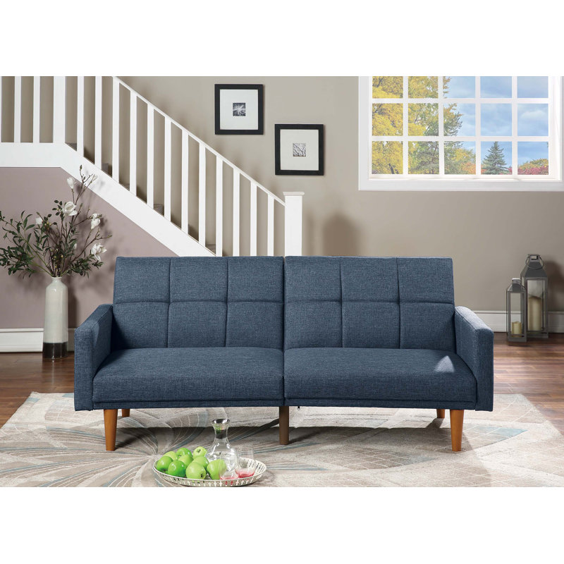 Canapé à accoudoirs carrés 80 po Kaimerry, Mélange de polyester bleu marine