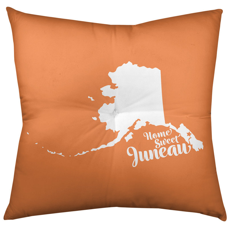 Reversible Throw Pillow, 30" H x 30" W, Orange, Juneau/Alaska