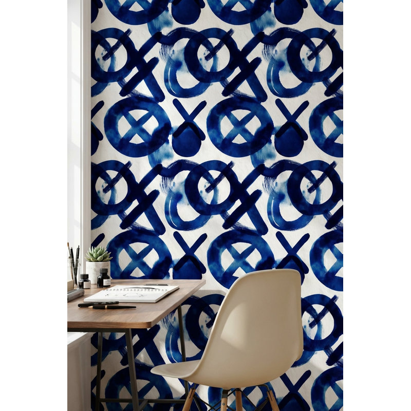 Papier peint abstrait bleu à motif abstrait pelez et collez