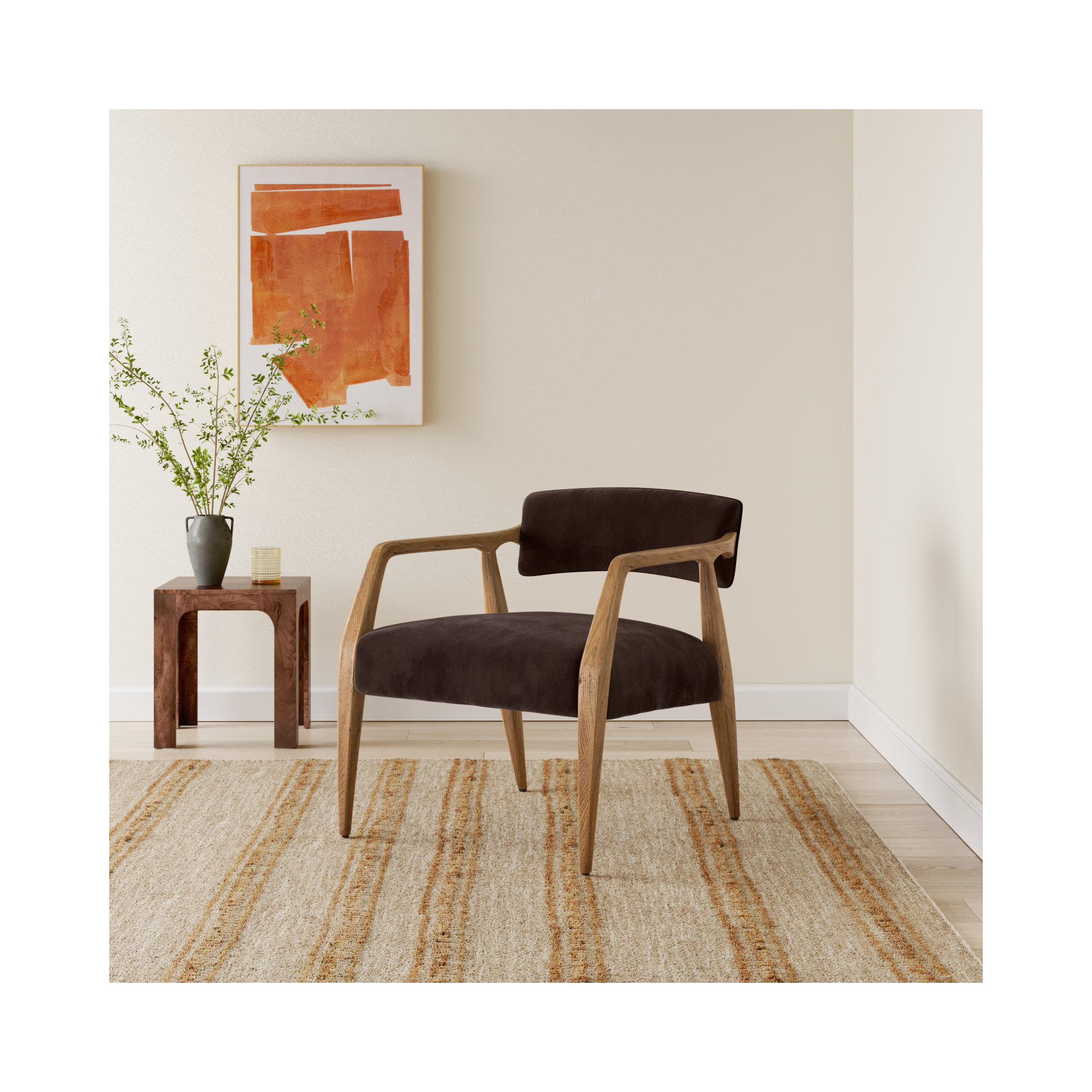 Berthe Armchair, Surrey Cocoa Cotton Blend