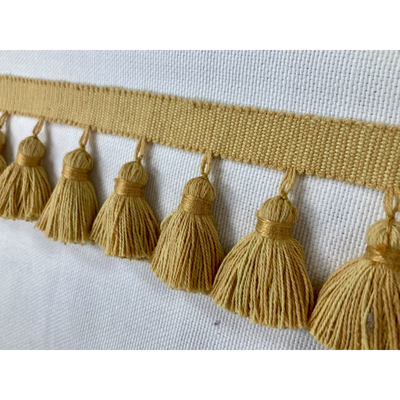 Garniture de frange en lin or de 2,5 po de largeur avec 36 franges faites à la main par jardin Tf-81/12