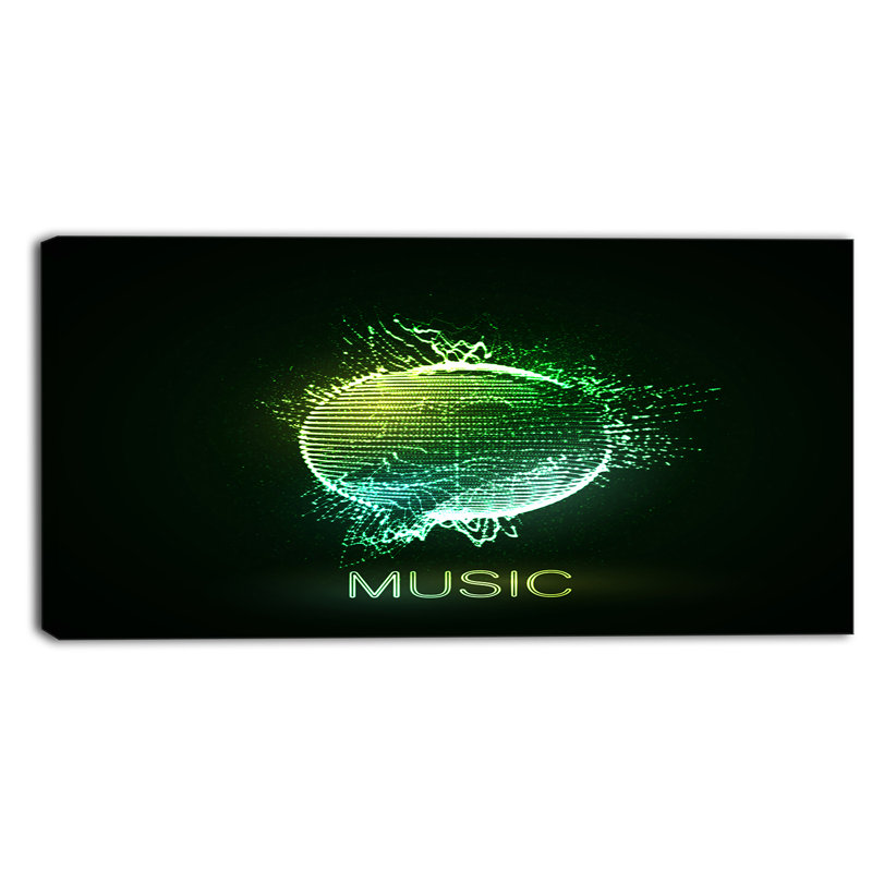 « green music néon sign », art mural sur toile tendue, H 16 po x l 32 po x P 1 po