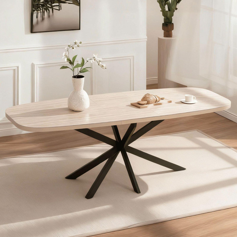 Extendable Oval Metal Base Dining Table