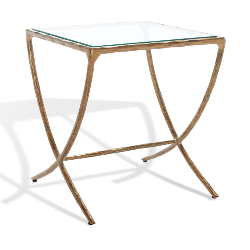 Table de bout en verre Evelynn, Laiton