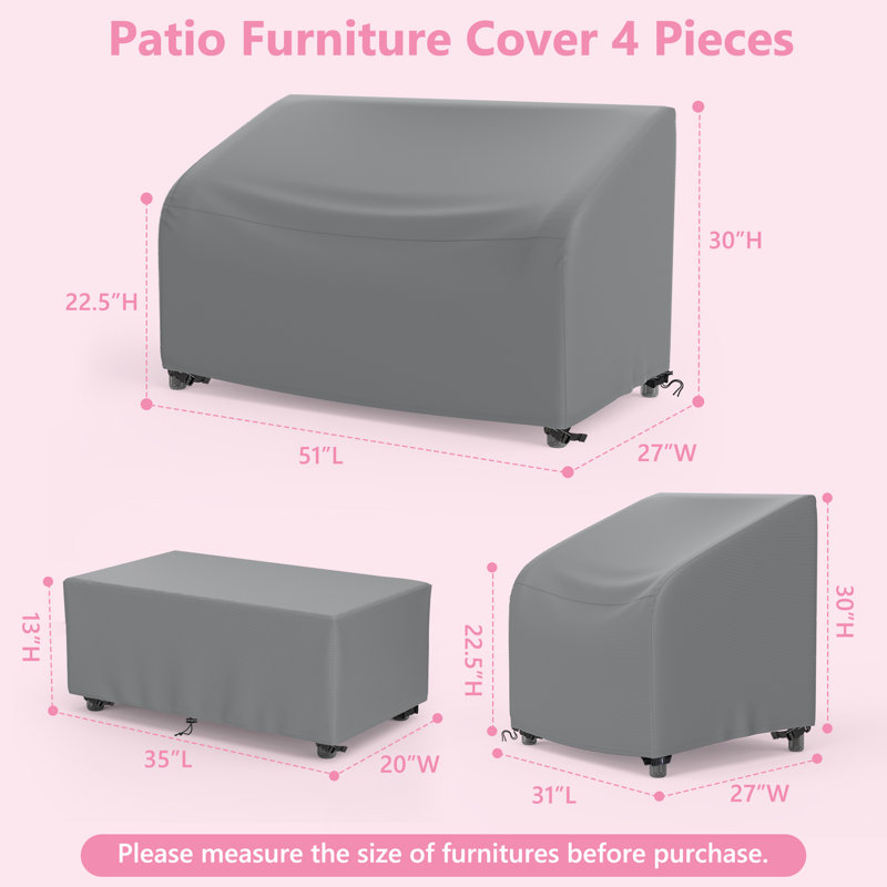 Patio Furniture Covers 4-Piece Outdoor Patio Garden Furniture Covers Set Waterproof, Gray