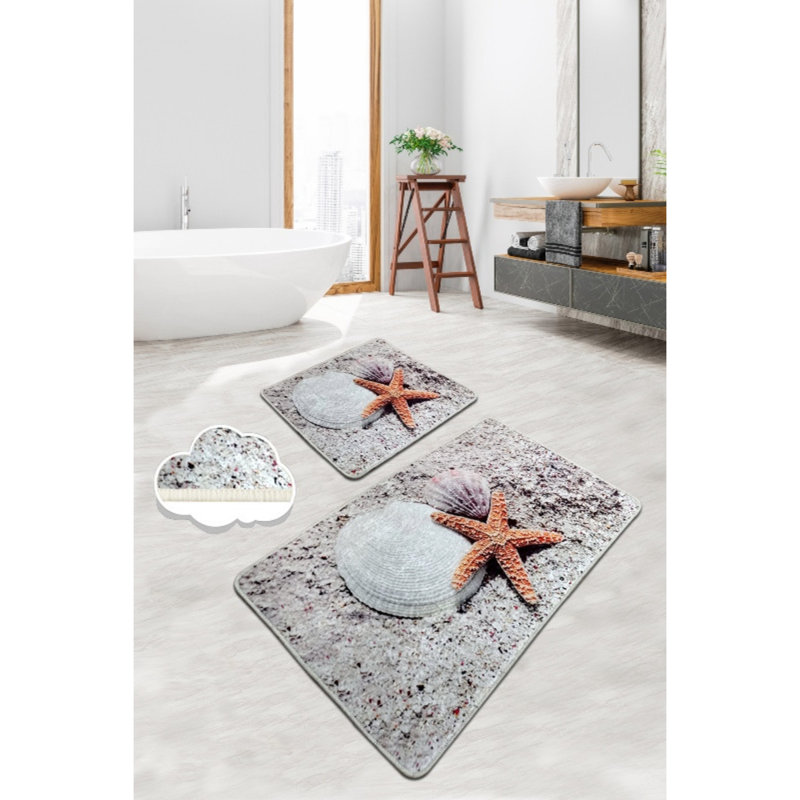 Premium Bathmat Set (2 Pieces), Antibacterial Polyester, 23.6 x 39.4 inches & 19.7 x 23.6 inches | Non-Slip Underside, 700 g/m² | Machine Washable, Soft & Durable for Bathroom Comfort, Stylish and Functional Design