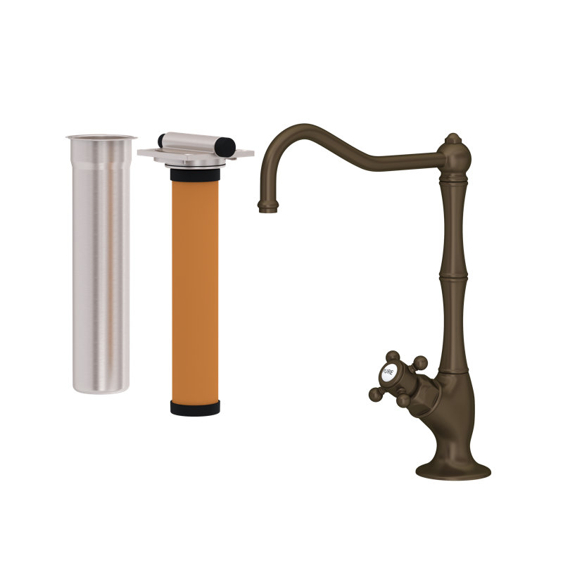 Acqui Filter Kitchen Faucet Kit, Tuscan Brass, Metal mini cross