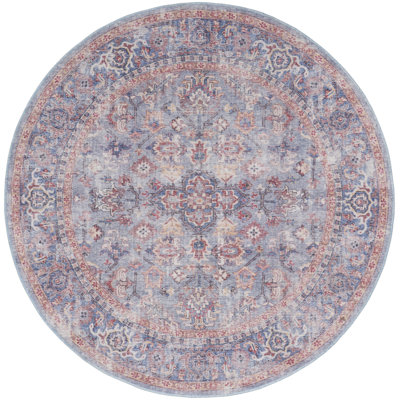 Machine Washable Oriental Blue/Red Area Rug