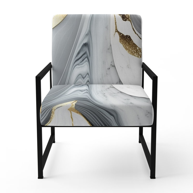 Cullivan - Fauteuil d'appoint rembourré en marbre, Noir, noir, noir, noir