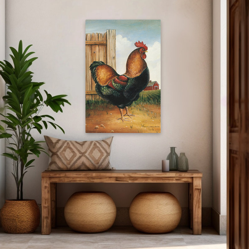 Henry - poulailler noir, brun, ferme, art, 48" H x 32" W