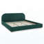 Très grande base de lit tapissier de style très minimaliste avec tête de lit incurvée de grande taille, tissu en fil de cercle de qualité supérieure et support de pieds robuste, matelas non inclus - vert