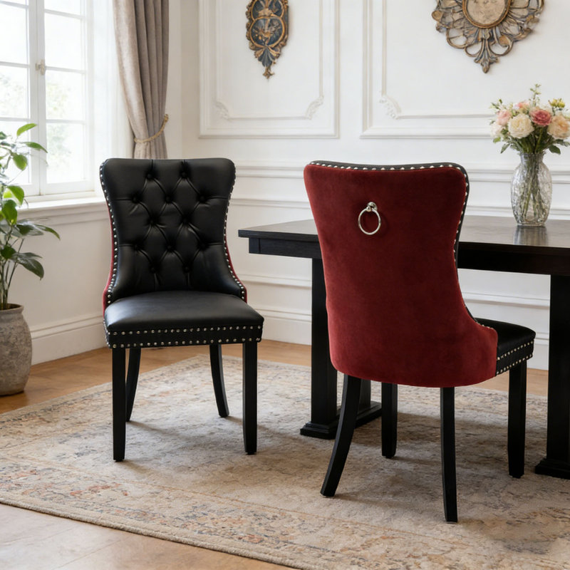 Chaise de salle à manger, Noir et bourgogne