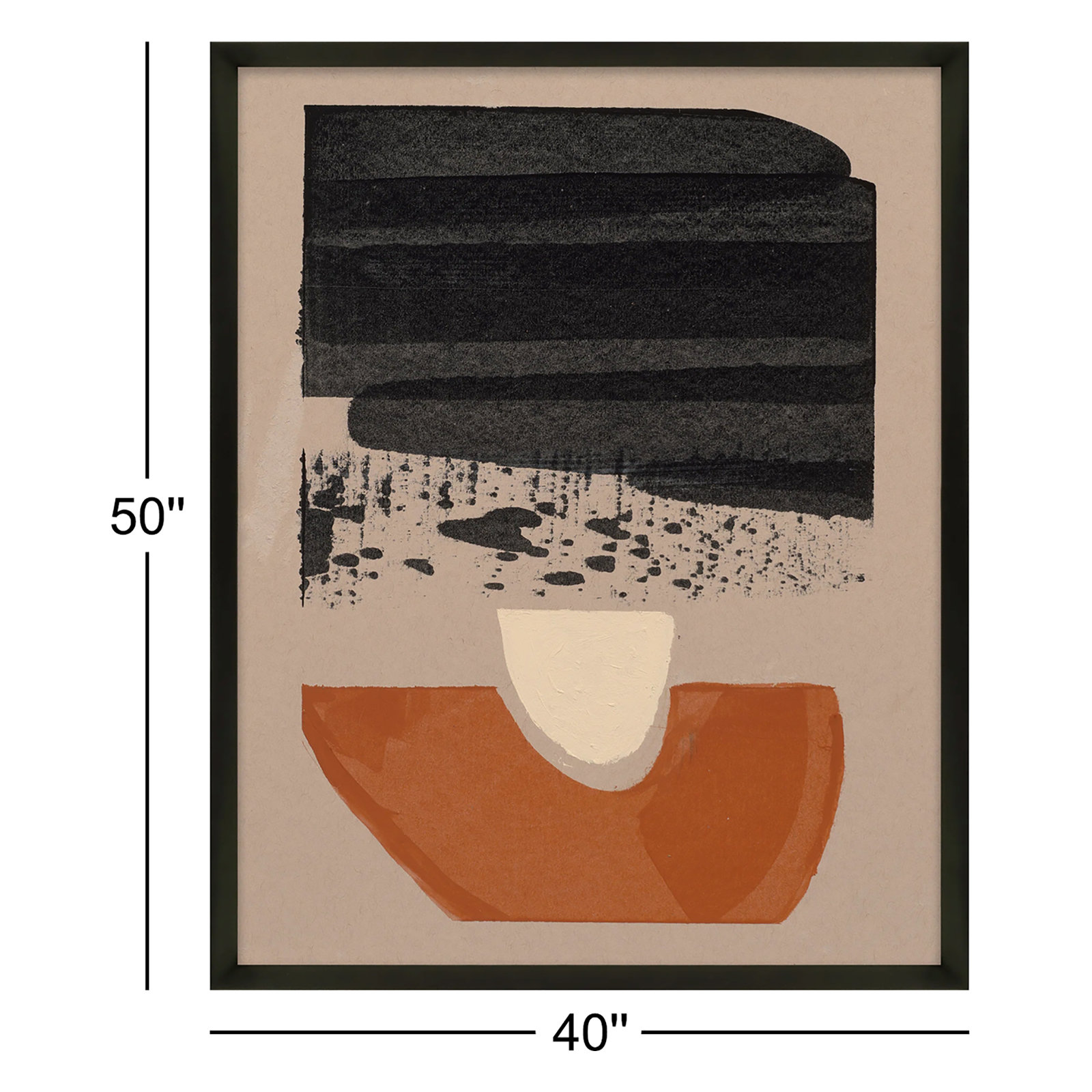 Madeline "Orange is New Black 3" Painting, Black Framed, 50" H x 40" W x 1.25" D