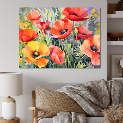Vibrant Poppies I - Floral Canvas Art Print