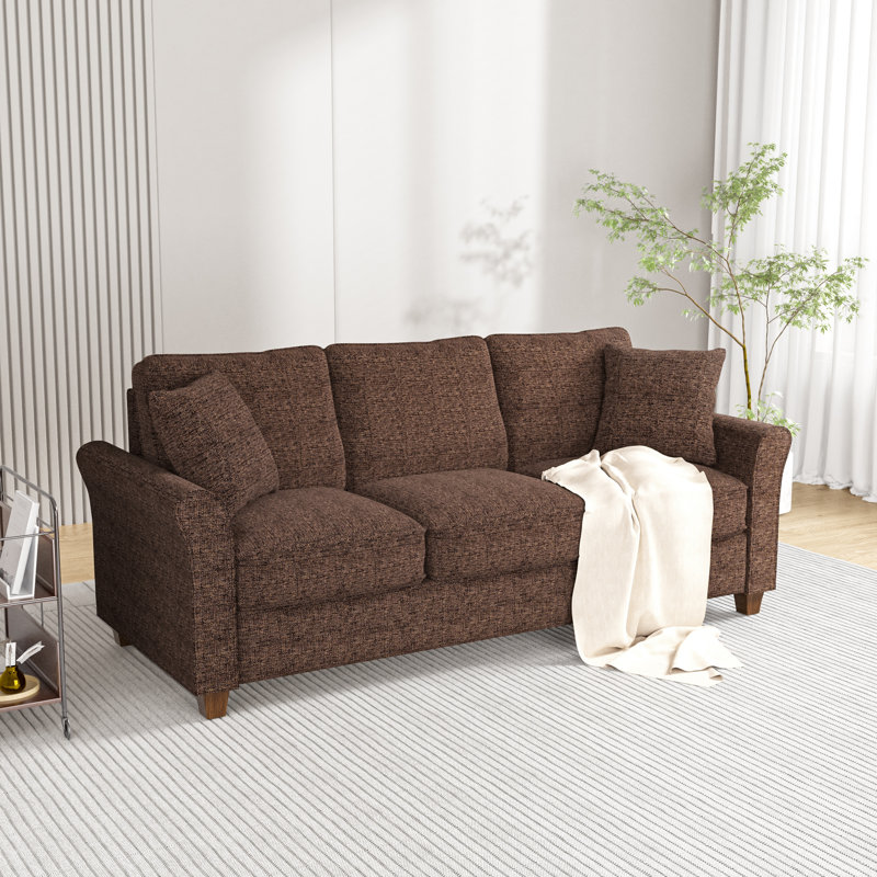 Canapé en velours 78,35 po Costilla, Chenille brun