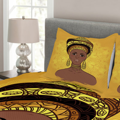 Adylyn ellow/Brown/Black Microfiber Bedspread Set