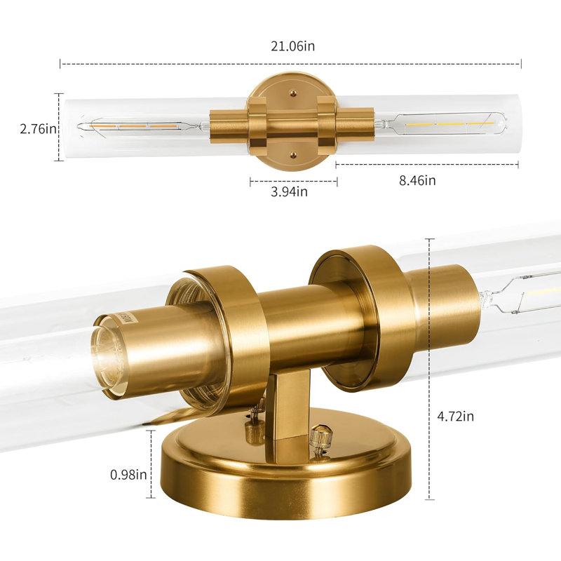 Modern Brushed Gold Wall Sconce Light Fixture For Bathroom Vanity, Bedroom, And Kitchen, E26 Bulb Compatible, Easy Installation, Versatile Design